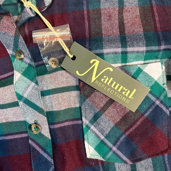 NATURAL Reflections Plaid Flannel, New with Tags, Women’s M - Picture 6 of 7